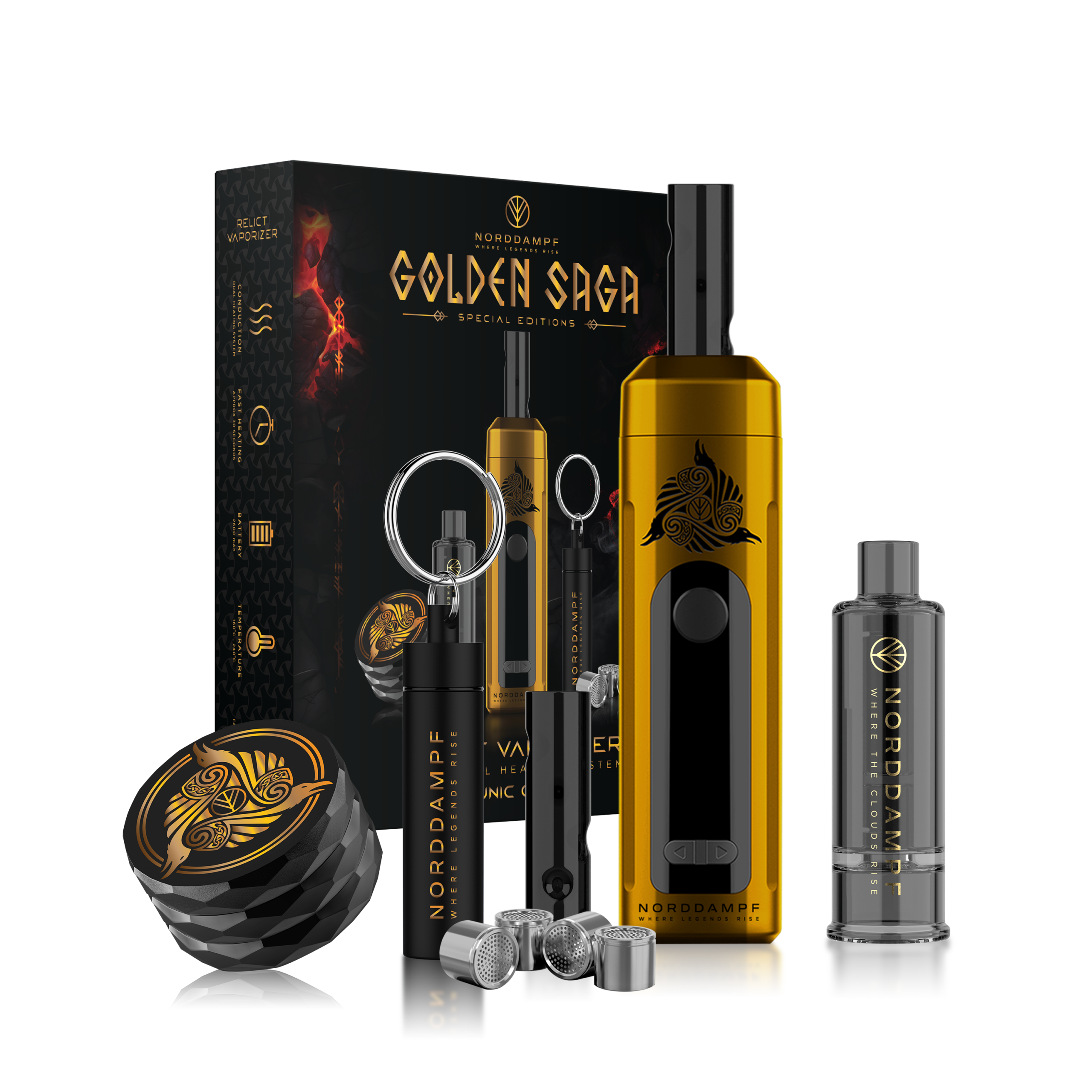 norddampf-relict-golden-saga-vaporizer-runic-gold-limited-edition image 1